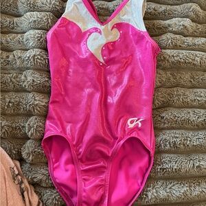 Pink Shimmer Leotard with Heart Design